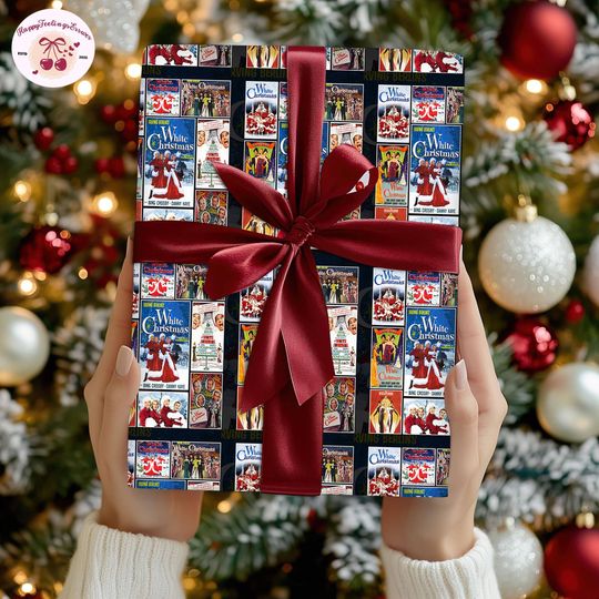 Discover White Movie Christmas Movie Wrapping Paper, White Film Christmas Romantic Retro Wrapping Gifts, Haynes Sister Xmas 2025 Holiday Wrap Paper