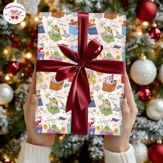 Discover Retro Watercolor Coquette Bows DisneyPrincess Wrapping Paper, Disneyland Girl Trip Wrapping Gifts, Princess Movie Characters Christmas 2025
