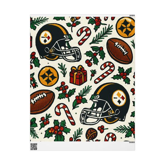 Wrapping Papers, Steeler Fan Football Gift Wrap, Pittsburgh Sports Team Decor, Black and Gold Presents, Birthday Christmas Holiday