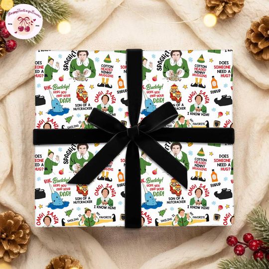 Discover Buddy The Elf Quotes Wrapping Paper Gifts, Christmas Movie Family Matching,Son Of Nutcracker Movie Wrapping, Christmas Party Papper 2025