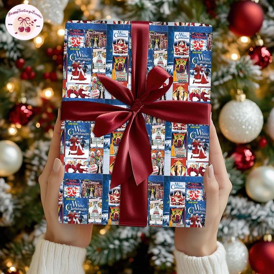 Discover White Movie Christmas Movie Wrapping Paper, White Film Christmas Romantic Retro Wrapping Gifts, Haynes Sister Xmas Holiday 2025 Wrap Paper