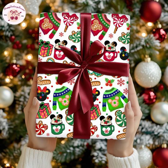 Discover Disneyland Minnie Gingerbread Candy Wrapping Paper, Mickey And Friends Wrapping, Minnie Mouse Gifts Paper, 2025 Family Matching Christmas