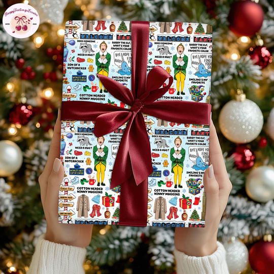 Buddy The Elf Quotes Wrapping Paper Gifts,Christmas Movie Family Matching,Son Of Nutcracker Movie Wrapping Gifts,Christmas Party Papper 2025