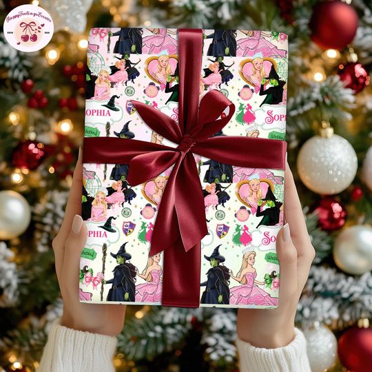Wicked Movie Wrapping Paper Gifts, Family Matching, Glinda Elphaba Green Or Pink, Wicked Wrapping Gifts, Christmas Holiday Party 2025 Paper