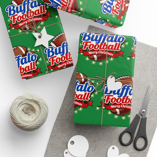 Discover Buffalo Football Merry Christmas Sports Gift Wrap, Holiday Present Wrap, Christmas Gift Wrap, Gift Packaging