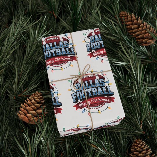 Discover Dallas Football Merry Christmas Sports Gift Wrap, Holiday Present Wrap, Christmas Gift Wrap, Gift Packaging