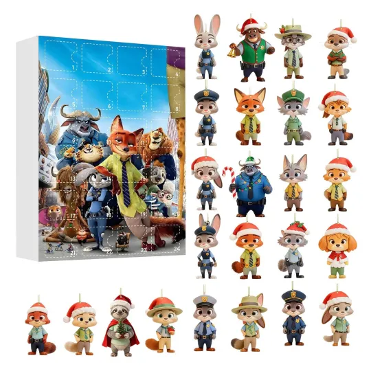 Discover Zootopia Advent Calendar 2025, Christmas 2D-Acrylic 24-Day Cartoon Decor