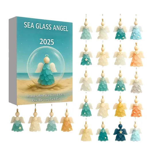 Sea Glass Angel Christmas 2025 Advent Calendar, 2D Acrylic 24 Days Angel Decor