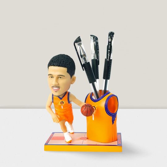 Discover Devin Booker Suns NBA Pen Holder 13cm Christmas Gift  Iconic Shaking Head Desk Figure  Premium Resin Retirement Gift for Him