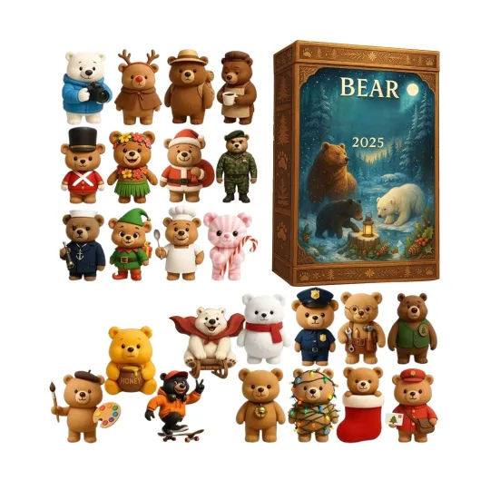 Discover 2025 Christmas Countdown Bear Advent Calendar 2D Acrylic Tree Ornaments