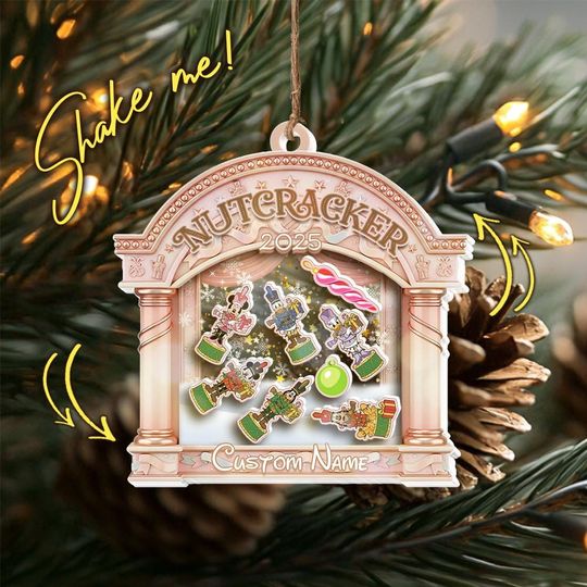 Discover Personalized Pink Mickey and Friends Nutcracker Disney Xmas Shaker Ornaments, Mickey's Very Merry Christmas Party Family Gift UN5D15