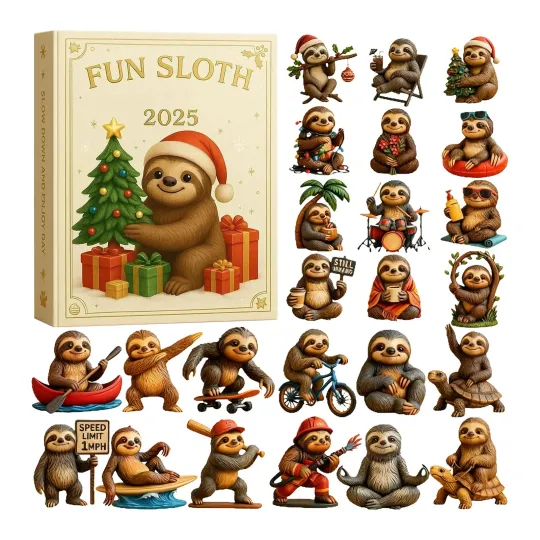 Discover 2025 Christmas Fun Sloth 24 Days Countdown Advent Calendar 2D Acrylic Ornament