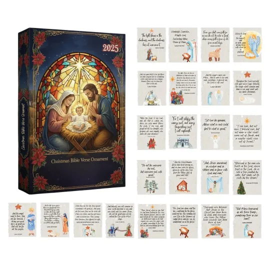 Discover Bible Verse Advent Calendar , 2025 Christmas 24-Day Verse Nativity Pendant Dec
