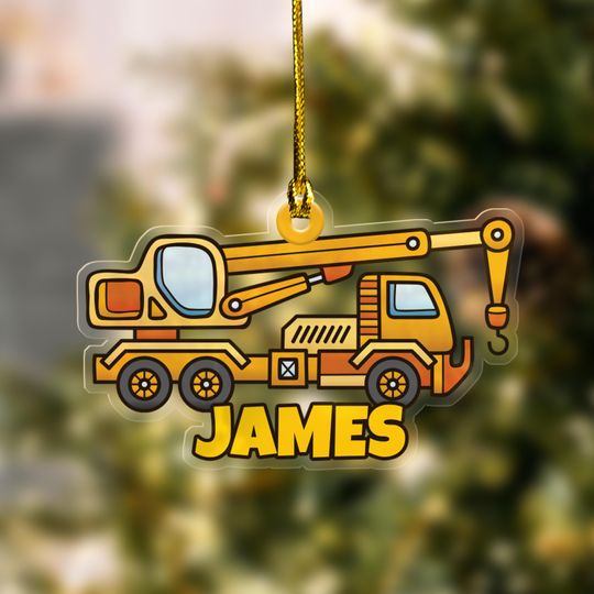 Discover Personalized Ornaments For Kids Personalized Construction Worker Ornament Backhoe Christmas Ornament For Little Boys Gifts With Name AE1O286