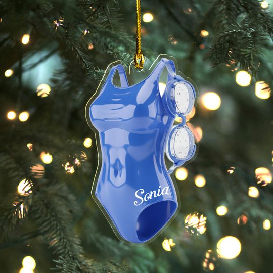 Discover Personalized Name Swimming Acrylic Ornament, Swimming Lovers Gift, Sport Gifts, Swim Team, Swimming Glass Ornament, Gift Decoration UN5A26