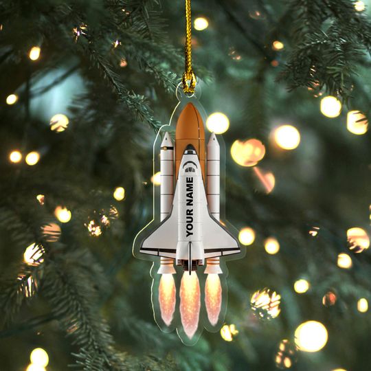 Discover Personalized Space Shuttle 2D Flat Ornament, Custom Rocket Ship Name Ornament, Tree Decoration Space Shuttle Christmas Gift UN5A20