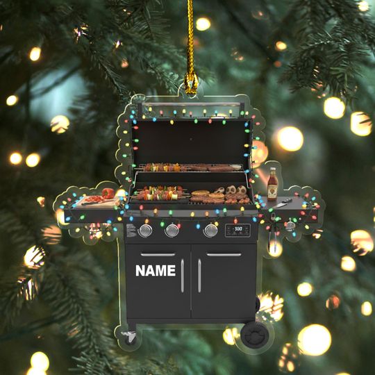 Discover Personalized Grill Christmas Ornament, Grill Flat Shape Ornament, Barbeque BBQ Xmas Ornament for Grill Master 2025, Gift for Griller UN5A16