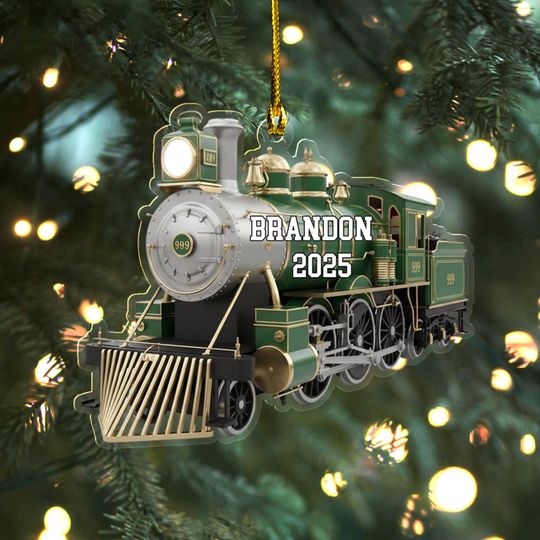 Discover Personalized Name Railroader Train Christmas Ornament, Christmas Tree Hanging Decor, Train Lover, Steam Train Christmas Decor UN5545