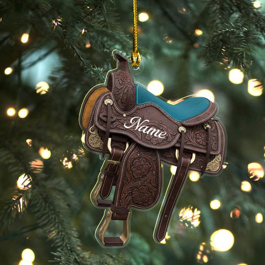 Discover Personalized Saddle Ornament, Christmas Tree Hanging Decor, Horse Saddle Decor, Horseback Riding Ornament, Rodeo Saddle Ornament UN5542
