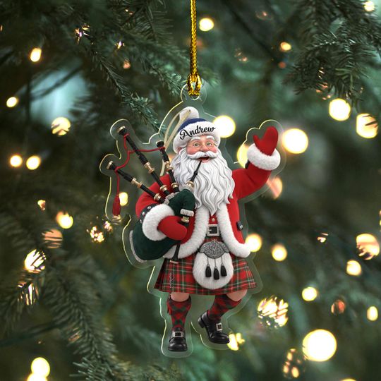 Discover Custom Name Bagpipe Ornament, Personalized Bagpipe Ornament, Scottish Xmas Tree Hanging Decor, Christmas Ornament, Flat 2D Ornament UN5514