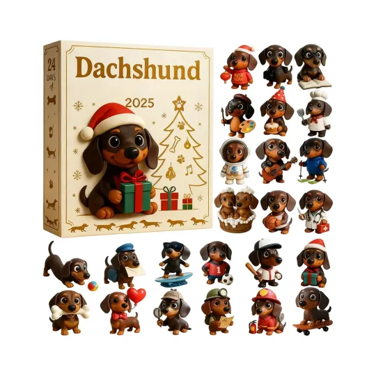 Discover Dachshund Christmas Advent Calendar 2D Flat Acrylic Collectible Cute Dog Pendant