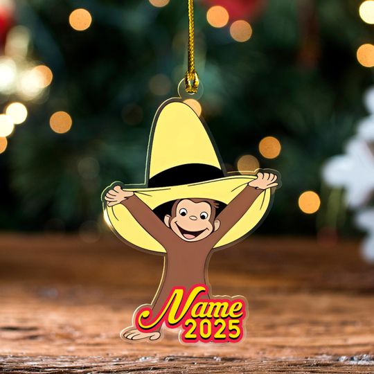 Personalized Curious George Acrylic Ornament, Customized Curious George