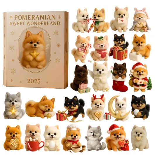Discover 2025 Pomeranian Advent Calendar 2D Acrylic Decor 24 Days Dog Lover Christmas
