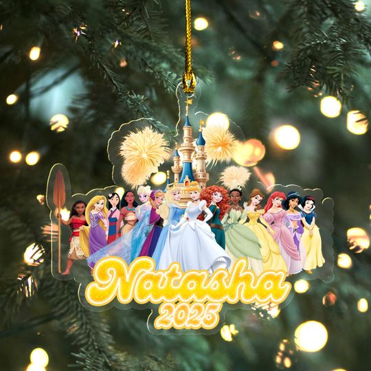 Discover Disney Princesses Christmas Acrylic Ornament, Disney Princess Christmas Ornament