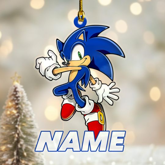 Discover Personalized Sonic Shadow Tail Amy Rose Knuckles Ornament, 2025 Christmas Acrylic Ornament