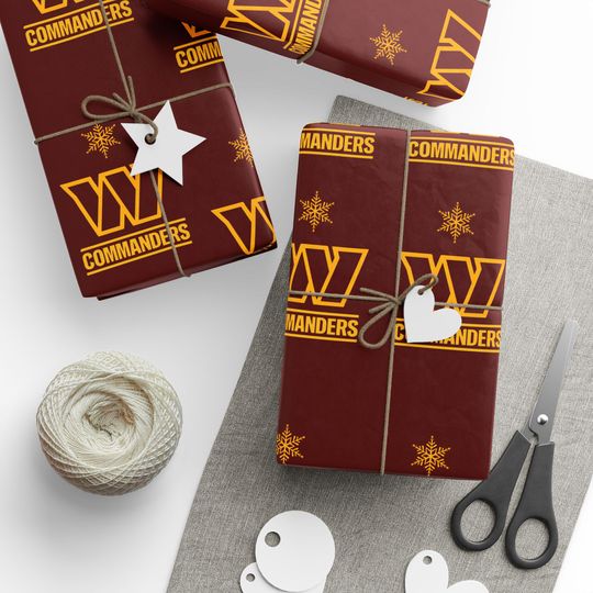 Discover Washington Commanders Pattern Wrapping Papers | Burgundy Gift Wrap Roll