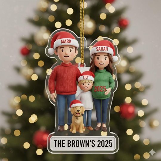 Discover Personalized Pregnant Family Child Christmas Acrylic Ornament