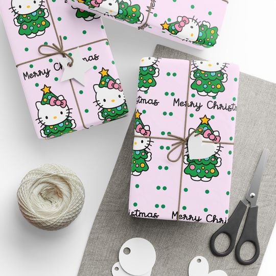 Hello Kitty Christmas Tree Wrapping Paper | Holiday Gift Wrap Roll