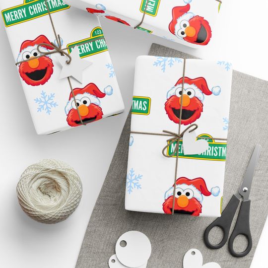 Discover Elmo Santa Pattern Wrapping Paper | Christmas Holiday Gift Wrap