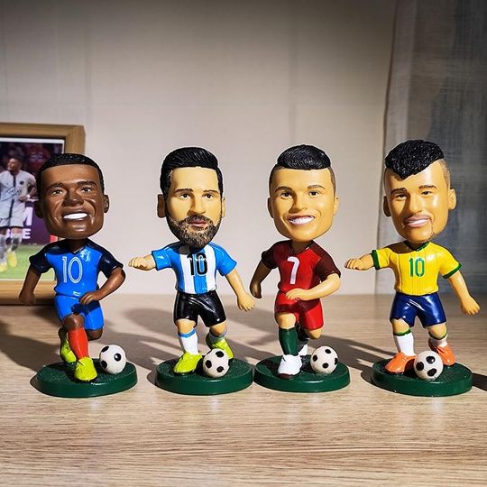 Discover FIFA World Cup Soccer Bobblehead  Cristiano Ronaldo, Messi, Mbapp, Neymar  Iconic Collectible Soccer Gift  Premium Resin Gift for Him