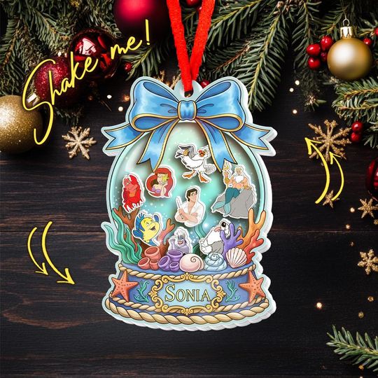 Discover Personalized The Little Mermaid Disney Xmas Shaker Acrylic Ornament