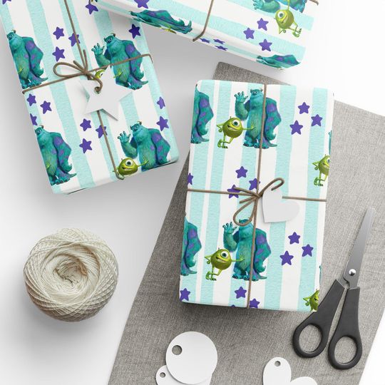 Discover Monster Inc Wrapping Paper | Cartoon Monsters, Striped Stars