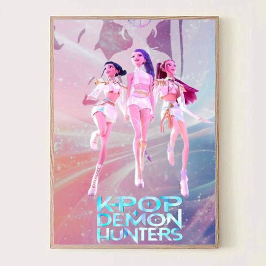 K-POP Demon Hunters Poster Mira Rumi Zoey Flying Scene Official Anime Movie Print