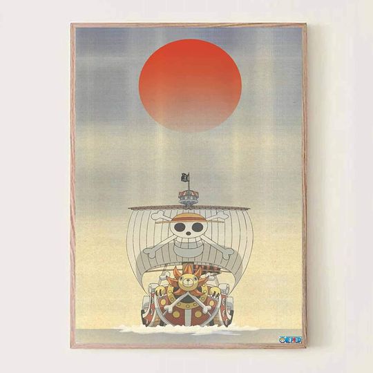 Thousand Sunny Ship Poster | Pirate Voyage Anime Wall Art | One Piece Inspired Vertical Poster