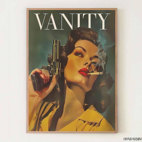 Discover Vanity Femme Fatale Poster Retro Noir Fashion Wall Art