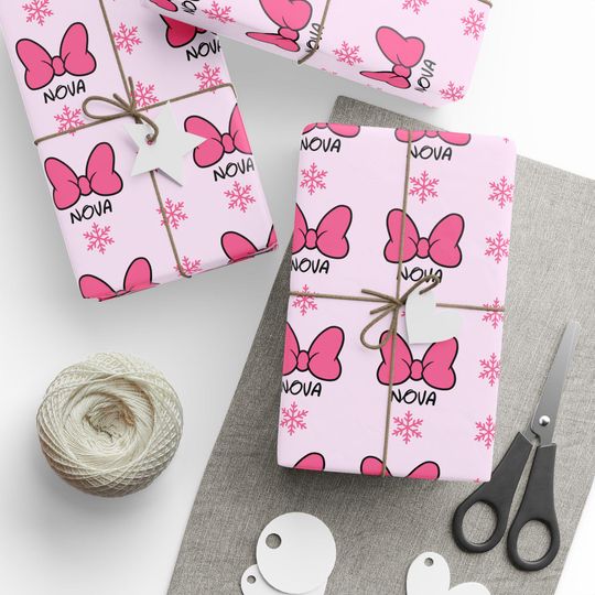 Discover Pink Minnie Bow Wrapping Paper | Playful Gift Wrap