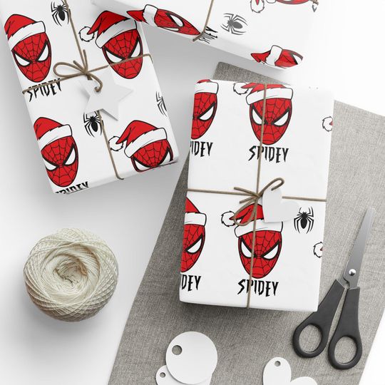 Discover Spider Santa Hat Wrapping Paper | Holiday Spiderweb Pattern