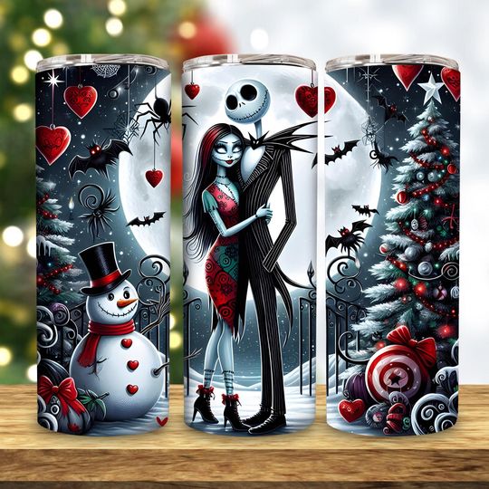 Discover Christmas Nightmare Lovers 20Oz Tumbler Wrap, Cartoon Movie Tumbler, Holiday Movies Friends 20oz Tumbler, Xmas Movie Character, Digital File