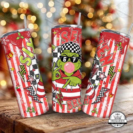 Discover Six Seven Bruh Christmas Tumbler Wrap Png, Christmas Characters 20oz Tumbler Png, Christmas 6 7 png, Christmas Mean Guy Png, Digital File