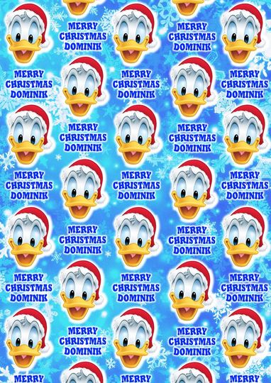 Discover DONALD DUCK Personalised Christmas Wrapping Paper - Disney Christmas Gift Wrap - Mickey Mouse - Minnie Mouse - Goofy - Pluto - Donald Duck