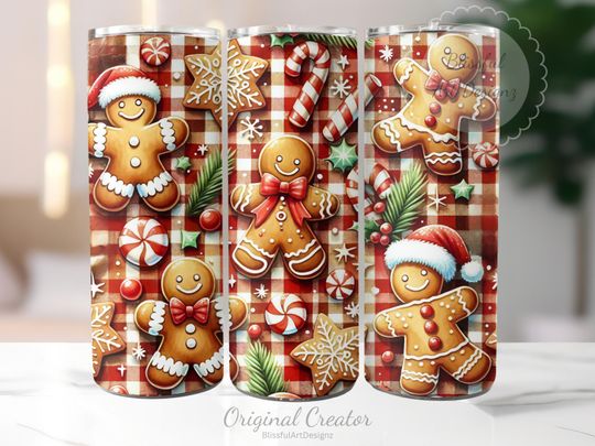 Discover Gingerbread Man Tumbler Wrap, 20oz Skinny Tumbler Sublimation Design, Christmas Tumbler Wrap, Christmas Gingerbread