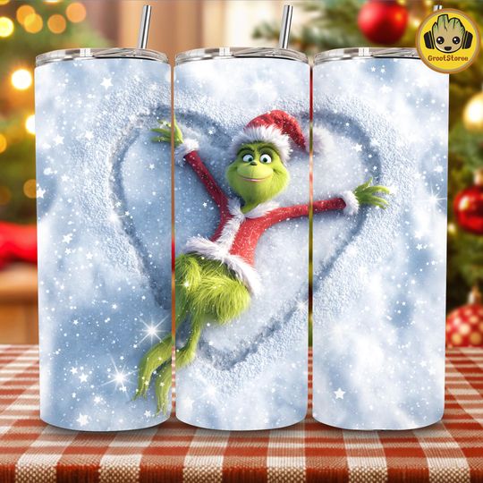 Discover Funny Winter Holiday Cartoon Tumbler  , Retro Christmas Green Thief 20oz Straight Tumbler Wrap  , Trendy Xmas Character Tumbler Design