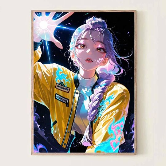 Discover Rumi K-POP Hunters Poster | Yellow Jacket Anime Wall Art, Magical Girl Print