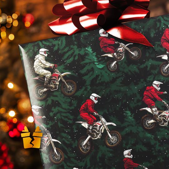 Discover Motocross Mayhem Dirtbike Christmas Wrapping Paper - Luxury Pattern Vintage Holiday Christmas Gift Wrap Supplies Disney