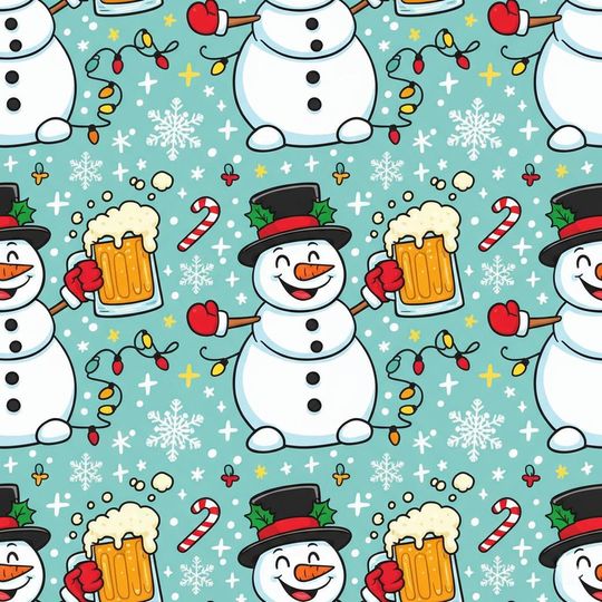 Christmas Beer Wrapping Paper, Funny Frosty the Snowman Gift Wrap for Men, Adult Humor Holiday