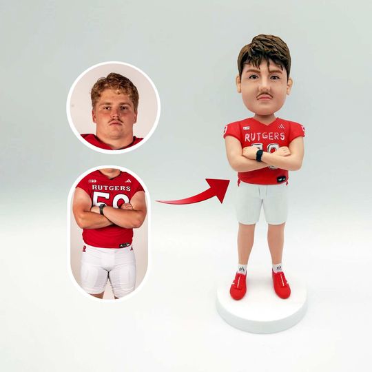 Discover Personalized Football Bobblehead: Custom Clay Figurine, Birthday Gift